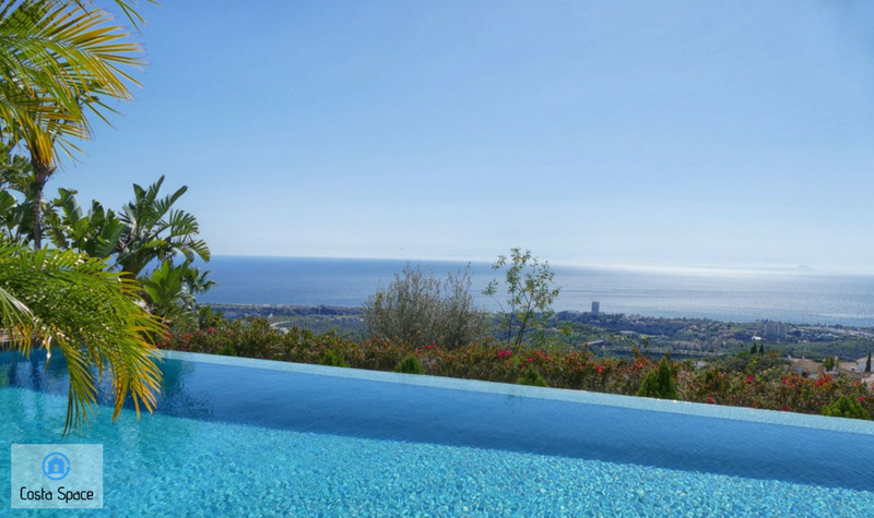 Views of Marbella and the sea from Villa El Errante in Altos de Los Monteros